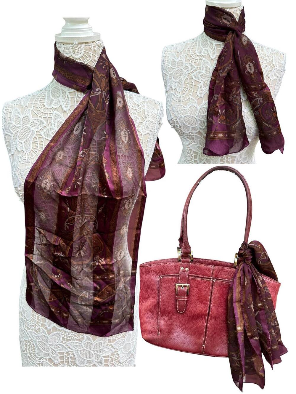 Vintage Purple Paisley Sheer‎ Scarf